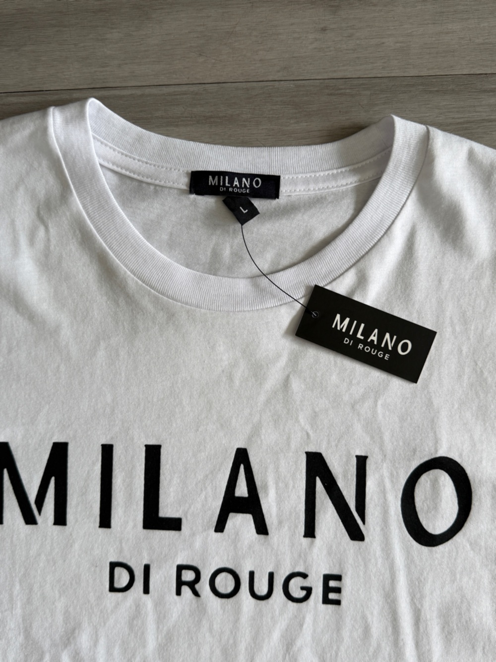 Milano Di Rouge Men's White Logo T-Shirt (Large) - Picture 2 of 5